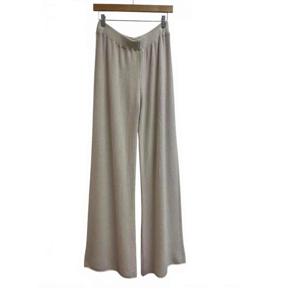 NEW MILIO MILANO women's italian knit flared pant in beige
